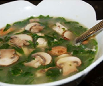 Mushroom-Tofu and Spinach Soup