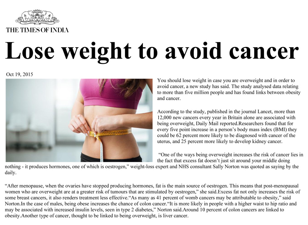 Lose weight to avoid cancer