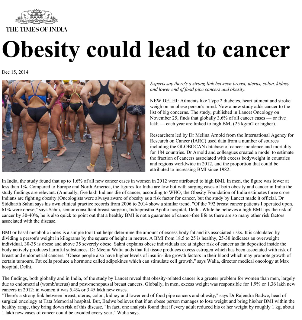 Obesity leads to cancer